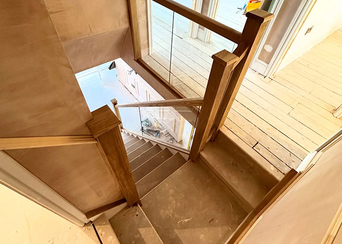 T Shaped Glass and Oak Staircase in Wythall