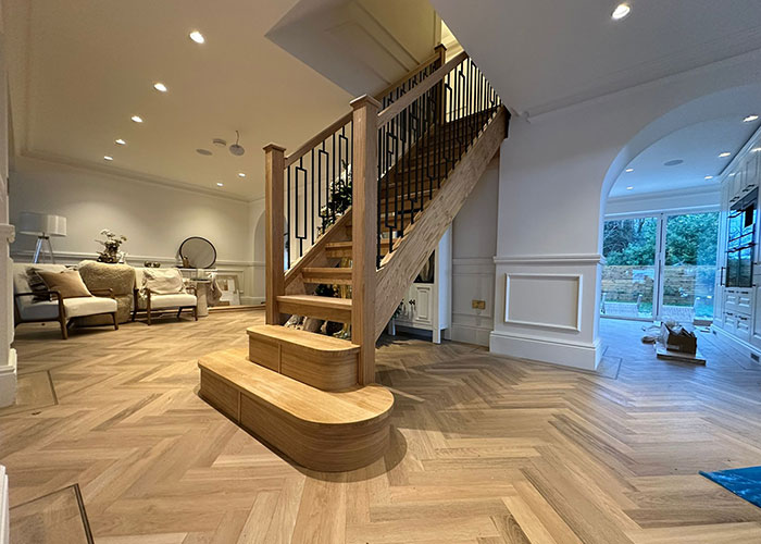 Oak and Black Metal Rectangle Staircase Solihull