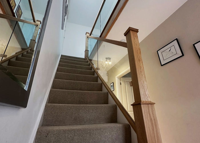 Oak and Glass Staircase Transformation Wythall